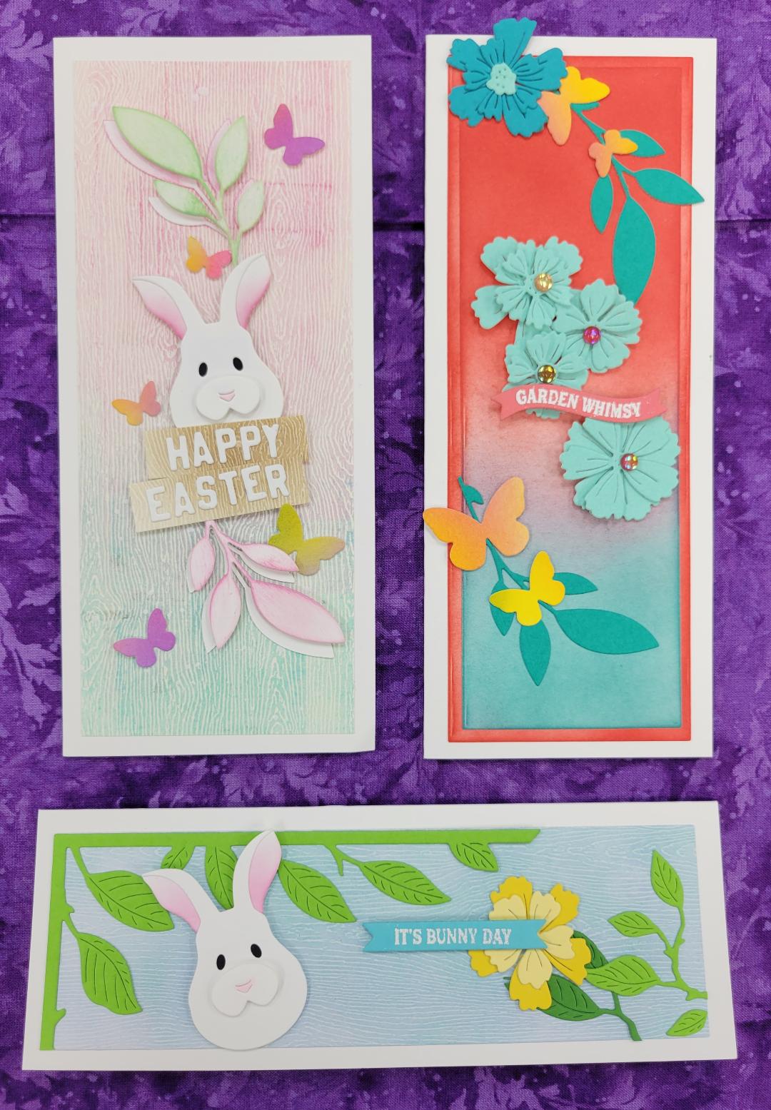 Three slimline cards Easter and Floral