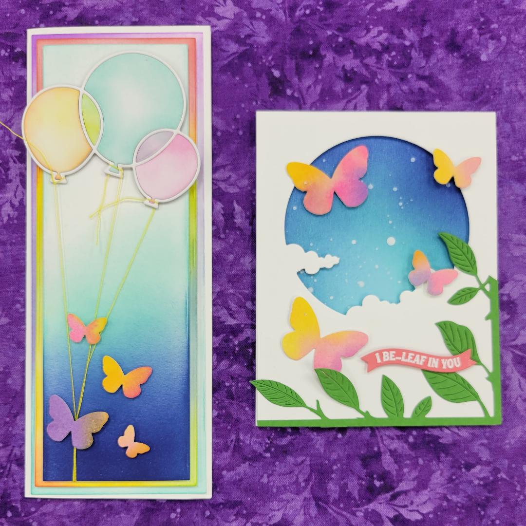 Two cards with Butterflies and Balloons